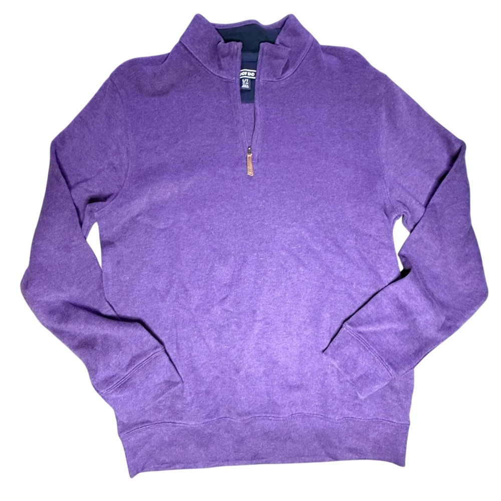 Lands' End Mens Purple Quarter Zip Pullover Sweatshirt Long Sleeve Casual LT